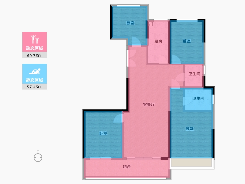 浙江省-温州市-乐清雍华园-106.01-户型库-动静分区