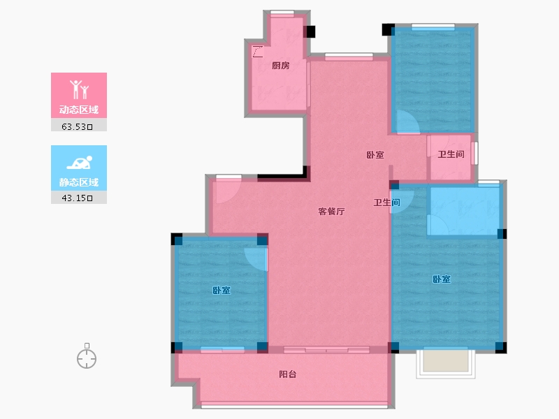 安徽省-宣城市-郎溪今创 香悦荣府-96.00-户型库-动静分区