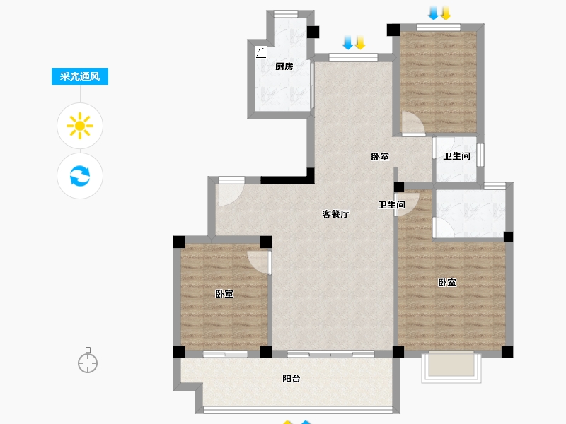 安徽省-宣城市-郎溪今创 香悦荣府-96.00-户型库-采光通风