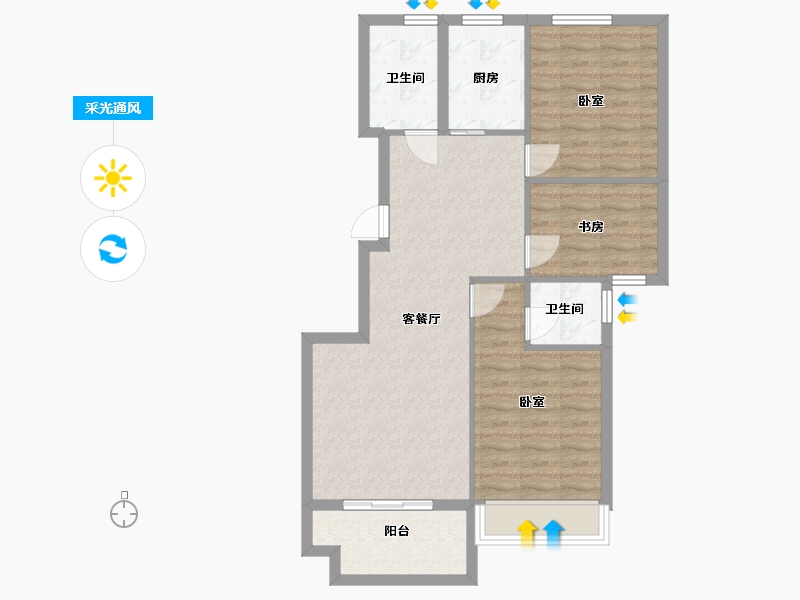 浙江省-嘉兴市-河风雅苑-80.00-户型库-采光通风