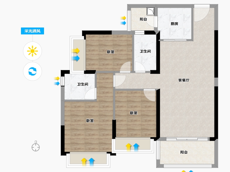 广东省-广州市-敏捷绿湖首府-85.99-户型库-采光通风