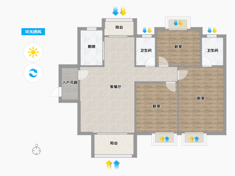 广东省-东莞市-石排国际公馆-98.75-户型库-采光通风