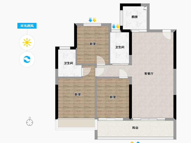 浙江省-温州市-乐清雍华园-94.01-户型库-采光通风