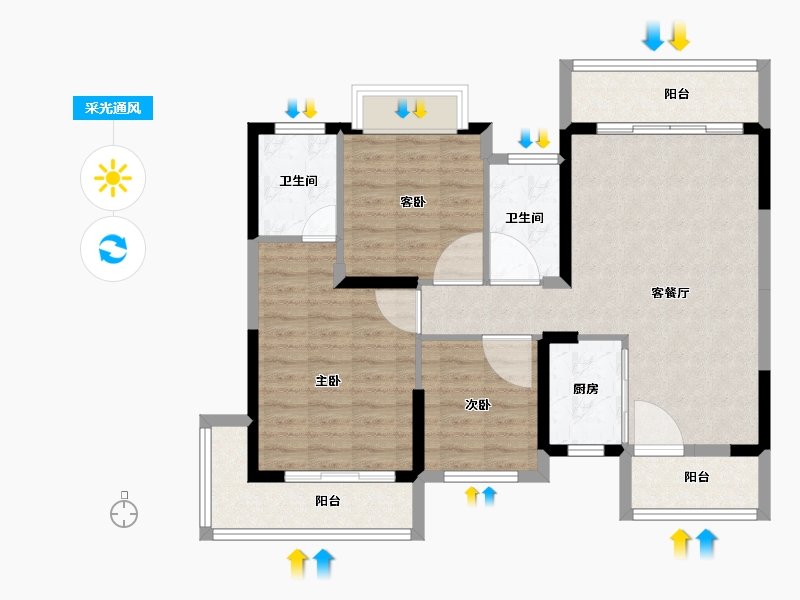 湖南省-常德市-星语林·创客大街-89.25-户型库-采光通风