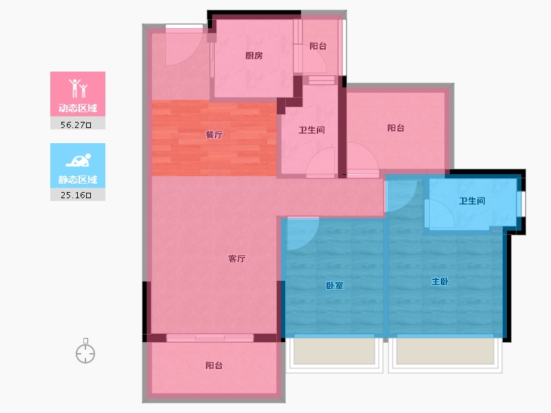 广东省-惠州市-龙光玖榕府-72.27-户型库-动静分区