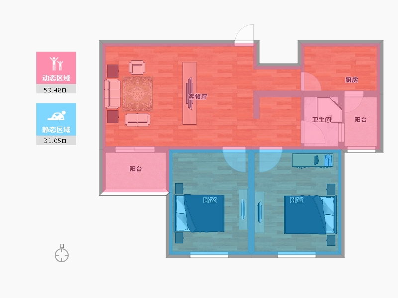 江苏省-宿迁市-蜀星苑-75.00-户型库-动静分区