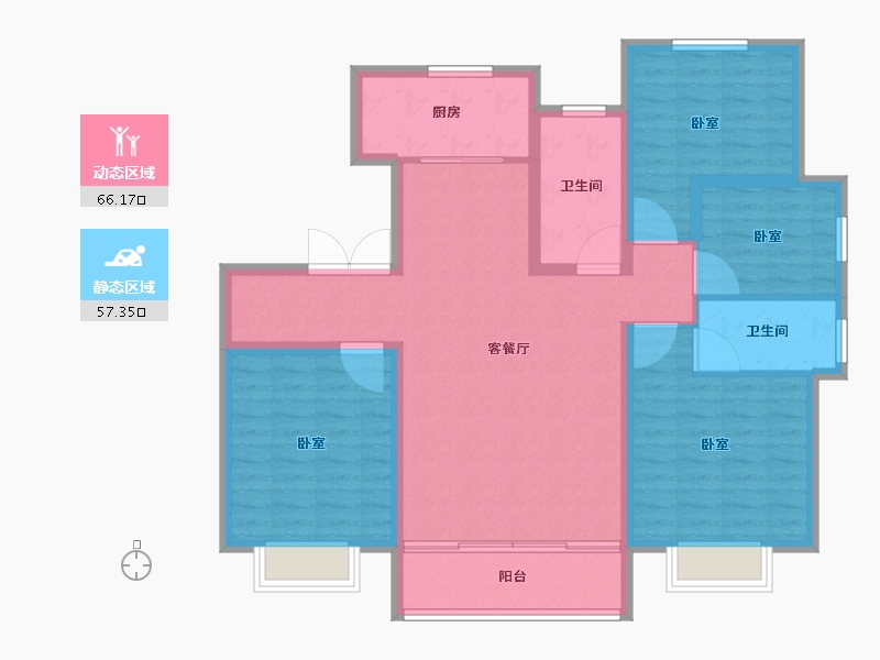 山东省-淄博市-美力理想城-111.20-户型库-动静分区