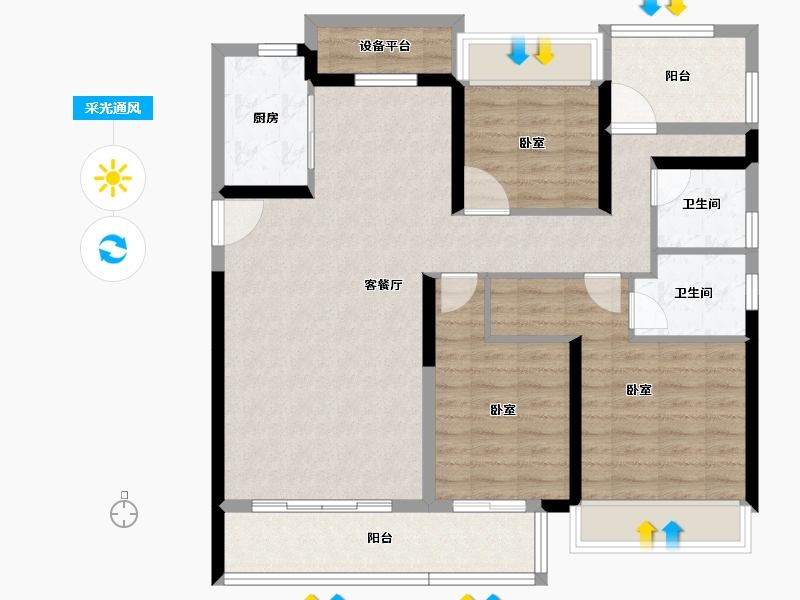 湖南省-衡阳市-中梁·壹号院-99.65-户型库-采光通风