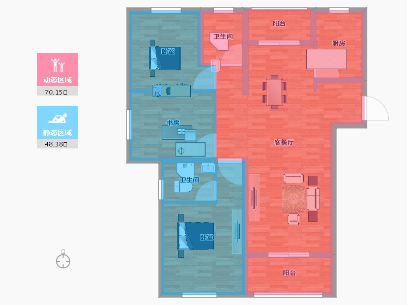 江苏省-宿迁市-蜀星苑-107.00-户型库-动静分区