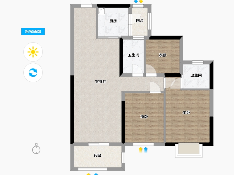 湖南省-长沙市-保利大都汇-83.41-户型库-采光通风