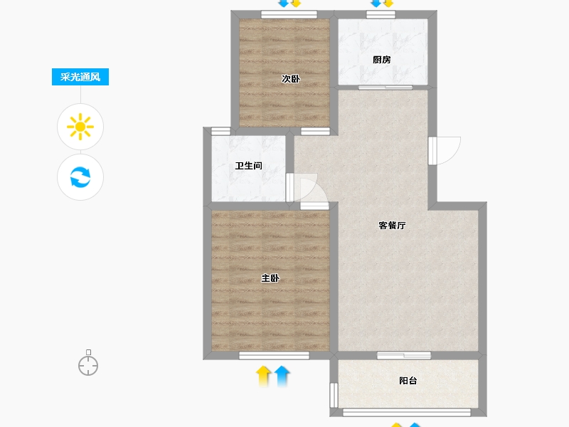 山东省-青岛市-府新苑-70.50-户型库-采光通风