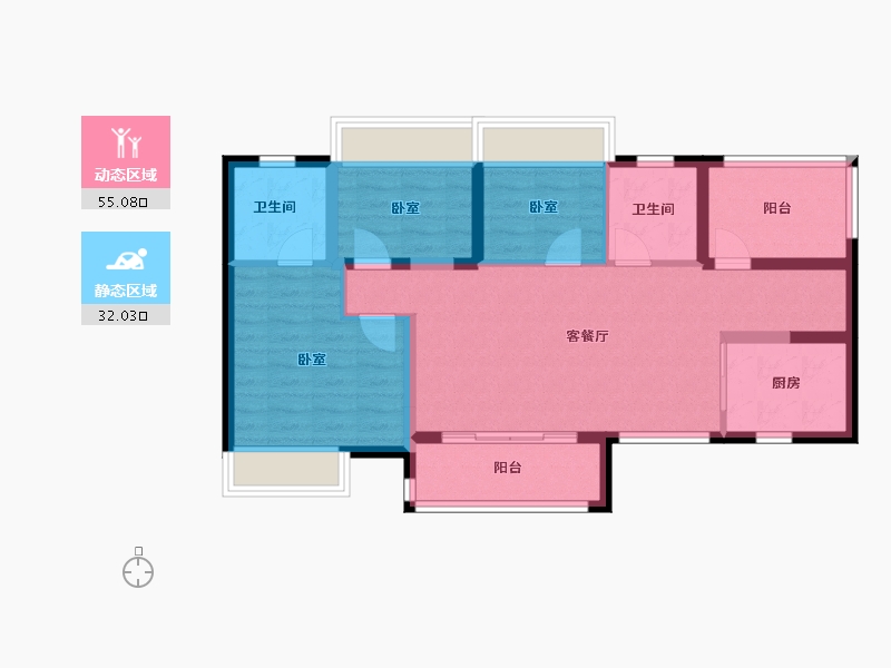 广东省-佛山市-保利时光印象-77.00-户型库-动静分区