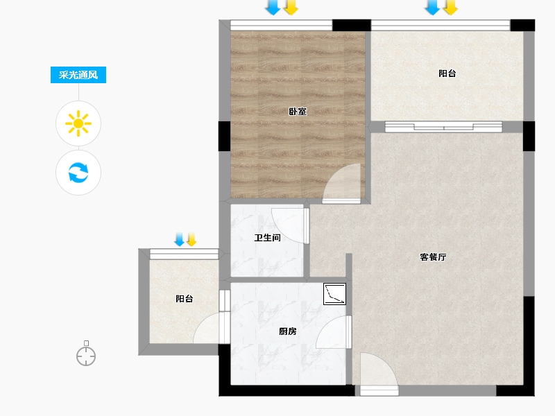 湖南省-衡阳市-银泰红城6~9期-54.00-户型库-采光通风