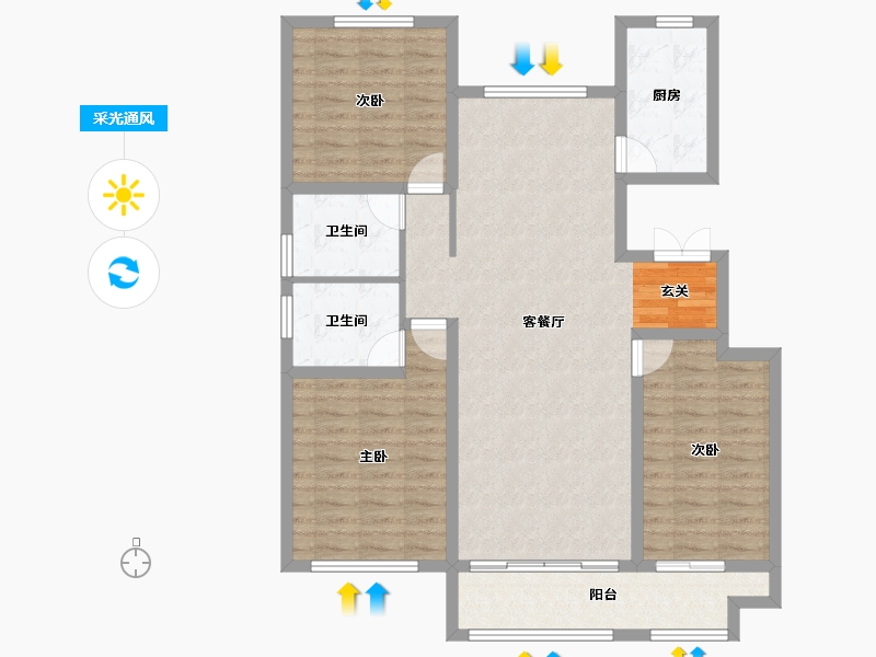 山东省-泰安市-鲁投尚府-104.69-户型库-采光通风