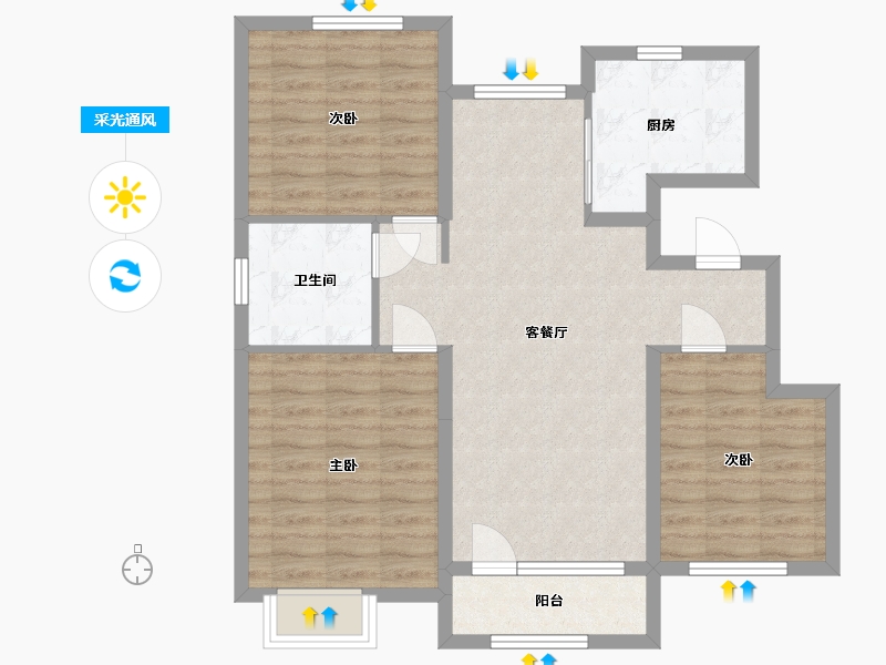 山东省-烟台市-中节能聚创新城-84.00-户型库-采光通风