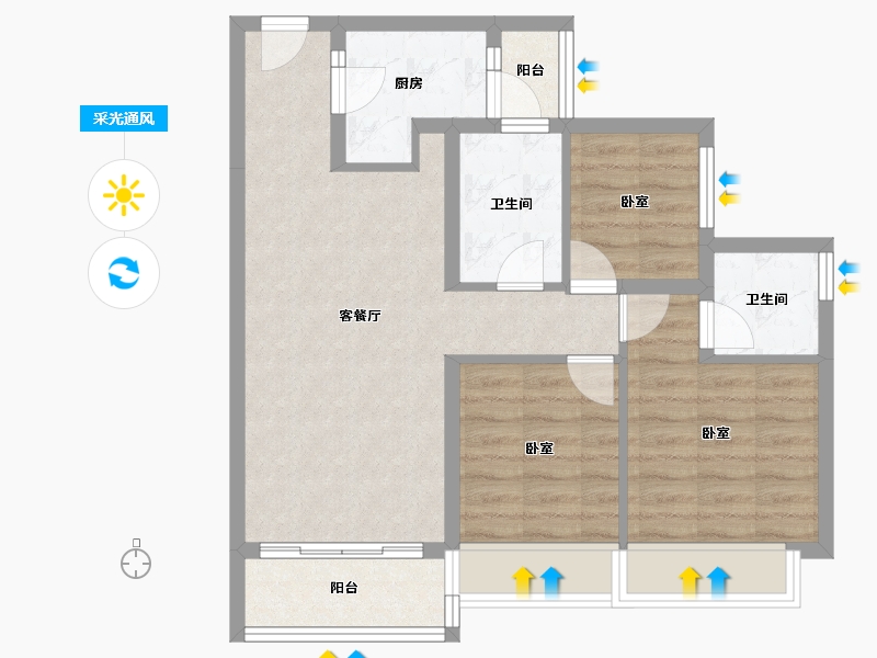 广东省-佛山市-金辉优步大道-71.05-户型库-采光通风