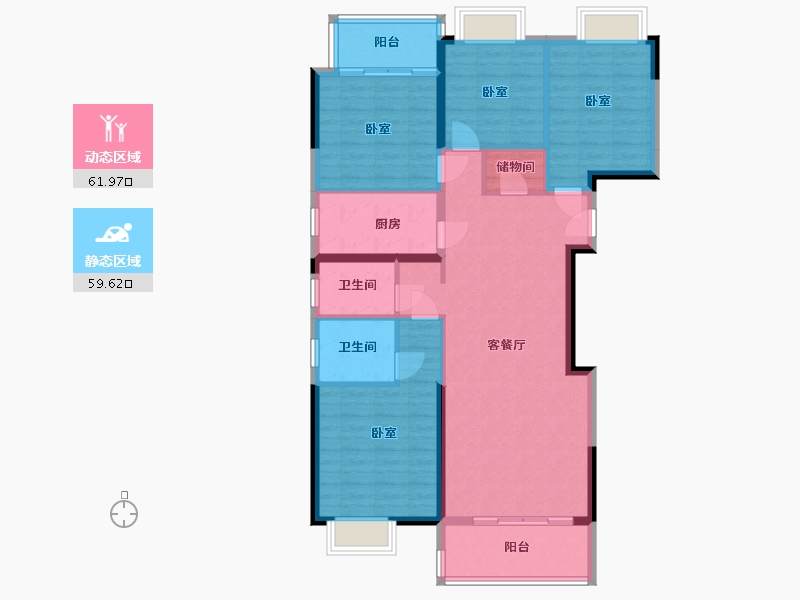 湖南省-岳阳市-君尚·理想城-109.88-户型库-动静分区