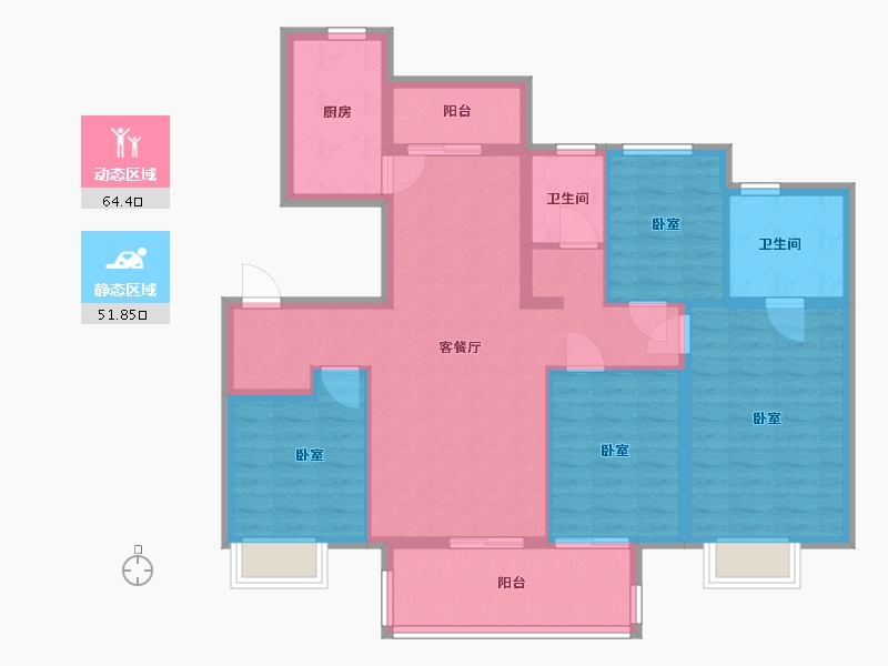 江苏省-苏州市-万科碧桂园-104.00-户型库-动静分区