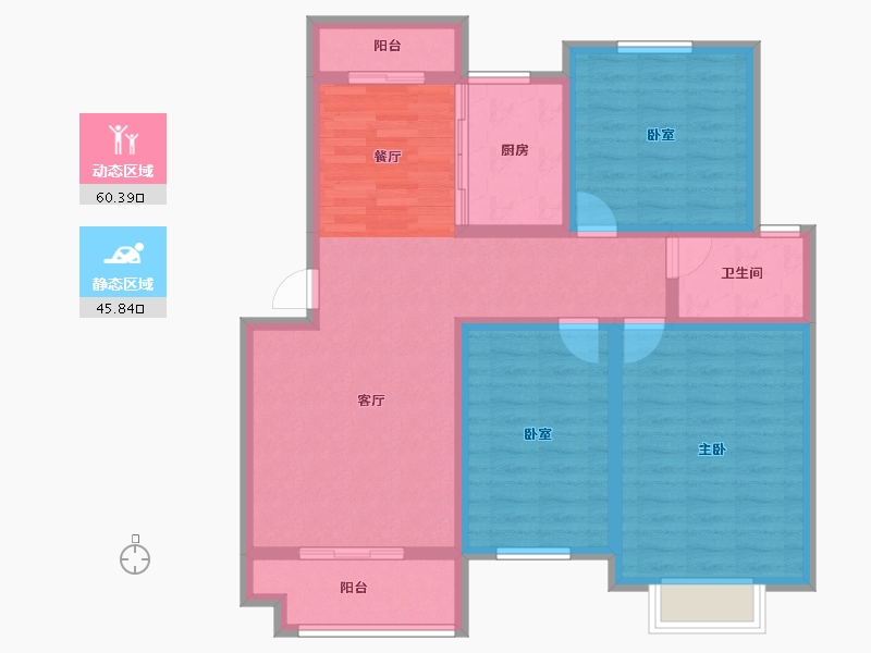 湖南省-衡阳市-金星·湘江雅院-94.65-户型库-动静分区