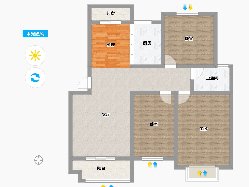 湖南省-衡阳市-金星·湘江雅院-94.65-户型库-采光通风