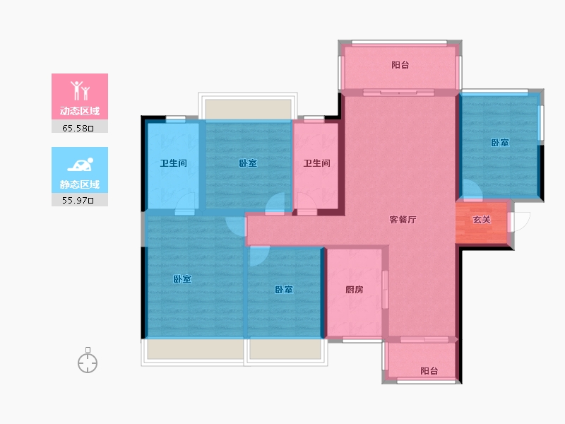 湖南省-衡阳市-中房·美丽白沙-108.53-户型库-动静分区