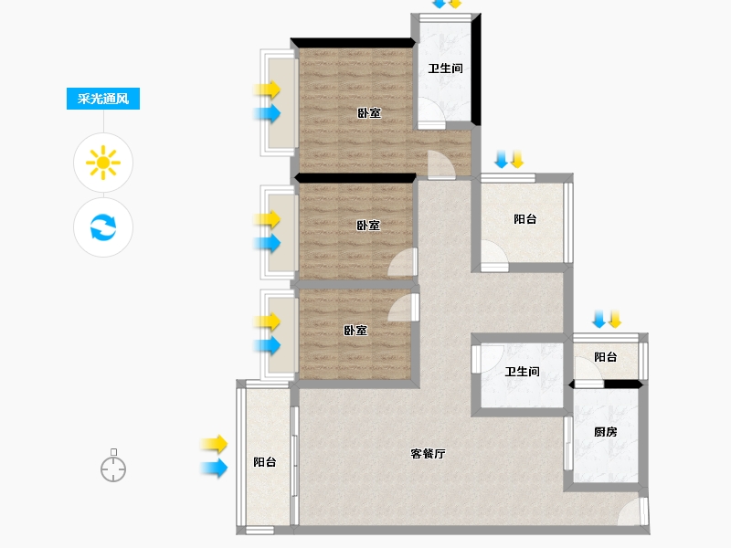 广东省-河源市-龙光玖龙府-100.84-户型库-采光通风