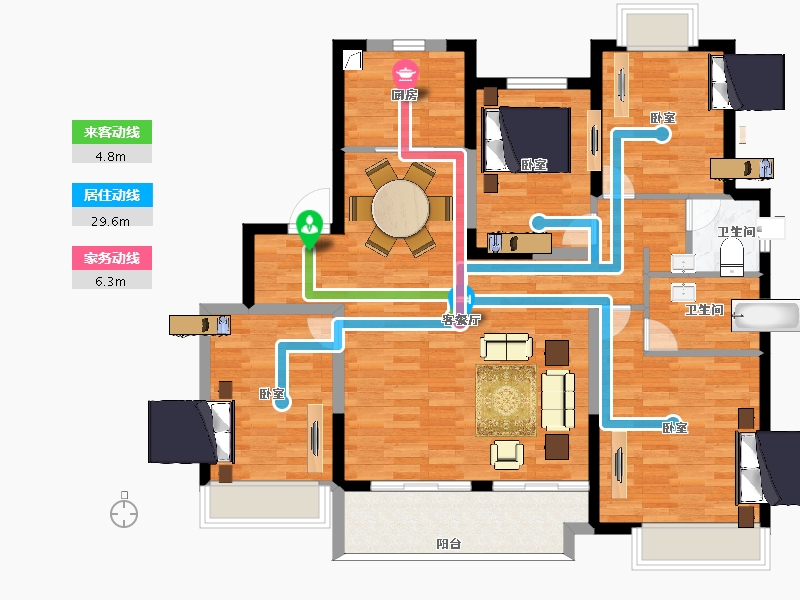 江苏省-宿迁市-华鸿中梁万珑府-110.00-户型库-动静线