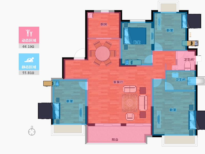 江苏省-宿迁市-华鸿中梁万珑府-110.00-户型库-动静分区