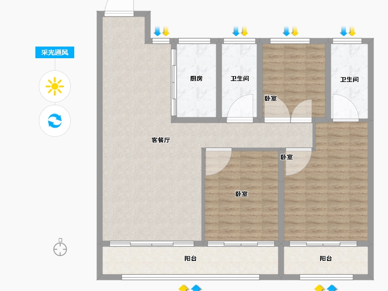 山东省-淄博市-福园-117.00-户型库-采光通风