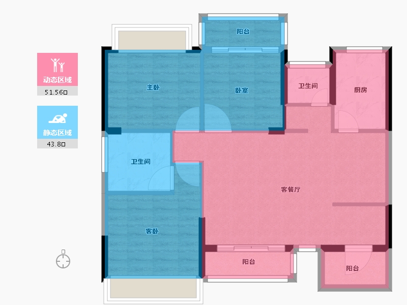 湖南省-常德市-星语林·创客大街-85.64-户型库-动静分区