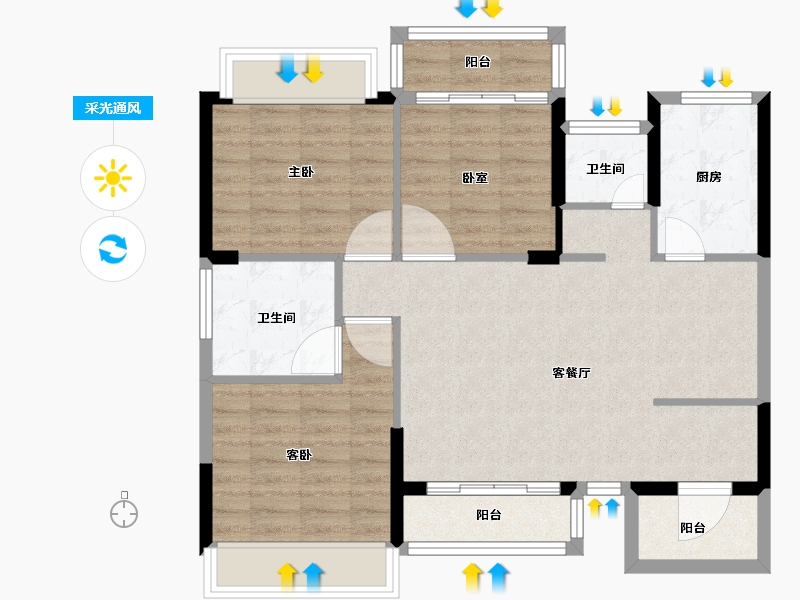 湖南省-常德市-星语林·创客大街-85.64-户型库-采光通风