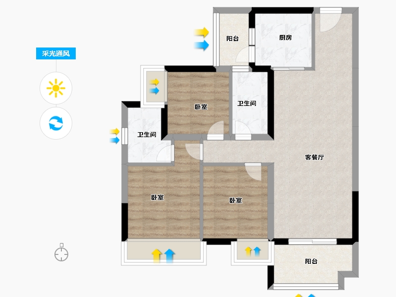 广东省-河源市-十里东岸·江语城-72.99-户型库-采光通风