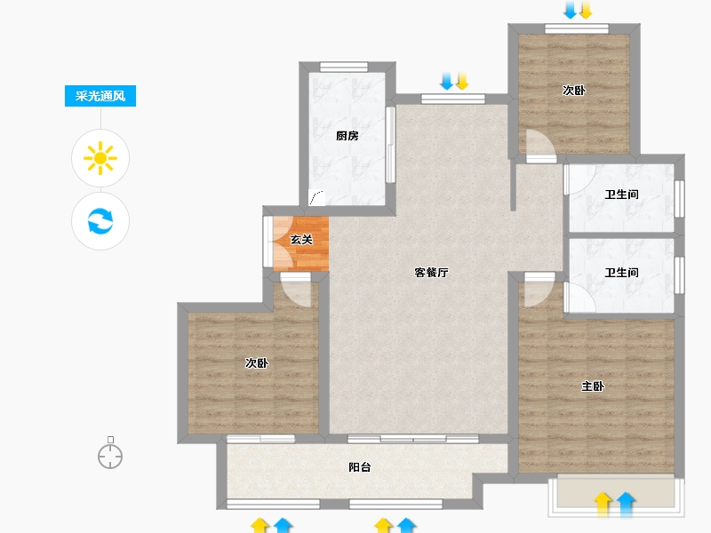 山东省-泰安市-九州唐樾-100.00-户型库-采光通风