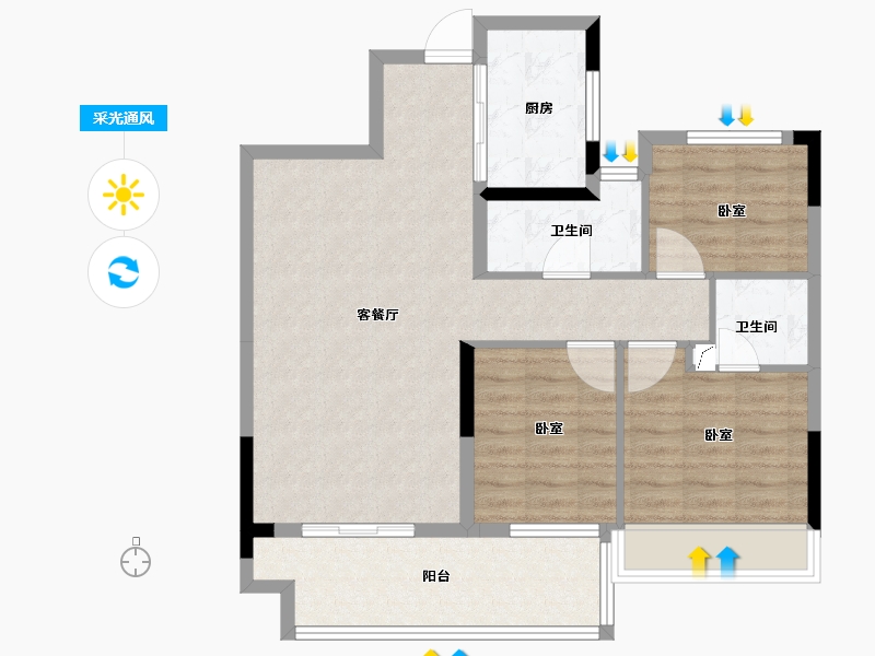 湖南省-衡阳市-衡阳罗马都市-84.98-户型库-采光通风