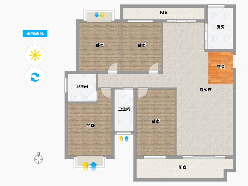 湖南省-衡阳市-金星·湘江雅院-154.94-户型库-采光通风