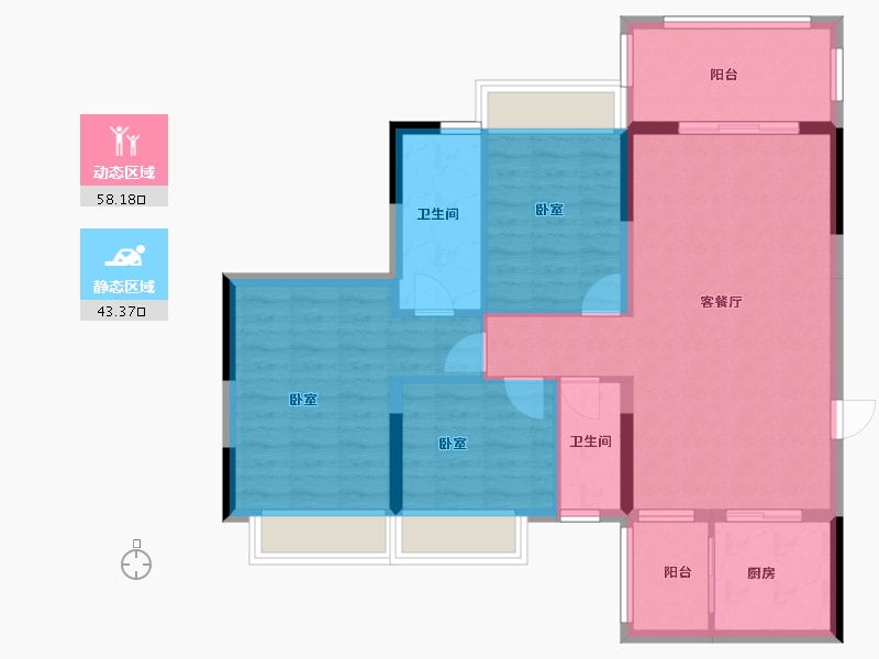 广东省-阳江市-锦峰花园-91.32-户型库-动静分区