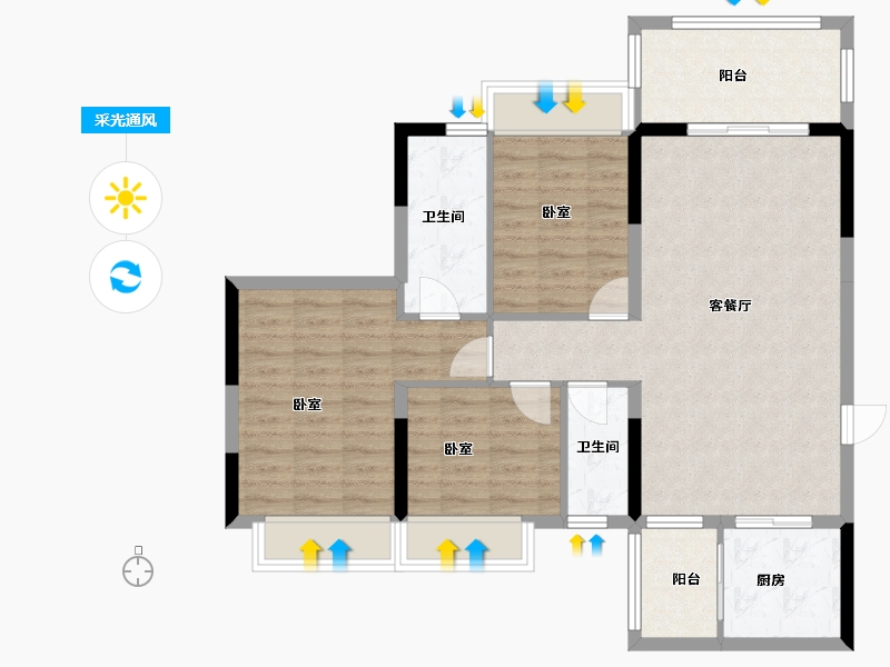 广东省-阳江市-锦峰花园-91.32-户型库-采光通风