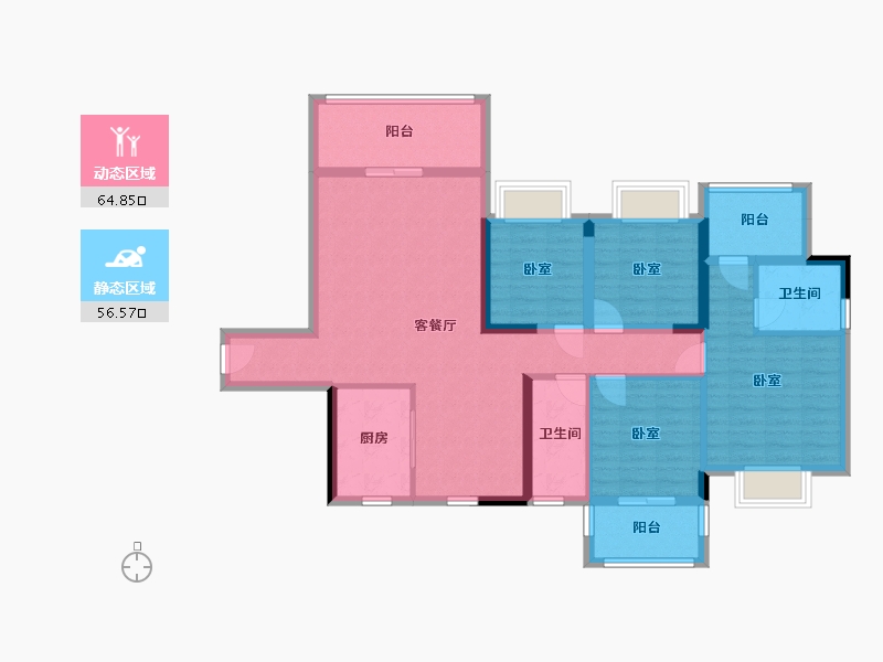 湖南省-衡阳市-博达新桂城-107.82-户型库-动静分区