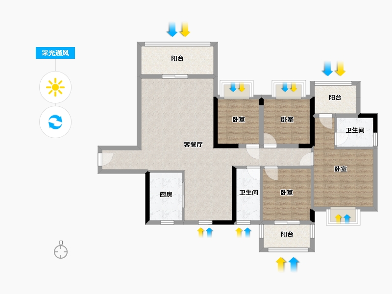 湖南省-衡阳市-博达新桂城-107.82-户型库-采光通风