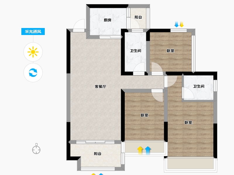 湖南省-衡阳市-中房·美丽白沙-79.09-户型库-采光通风