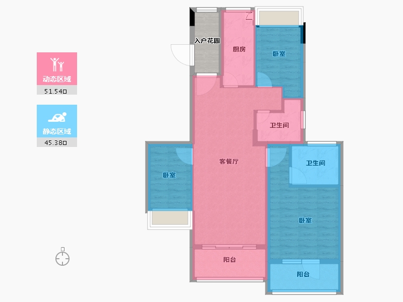 湖南省-常德市-恒大御龙天峰-90.70-户型库-动静分区