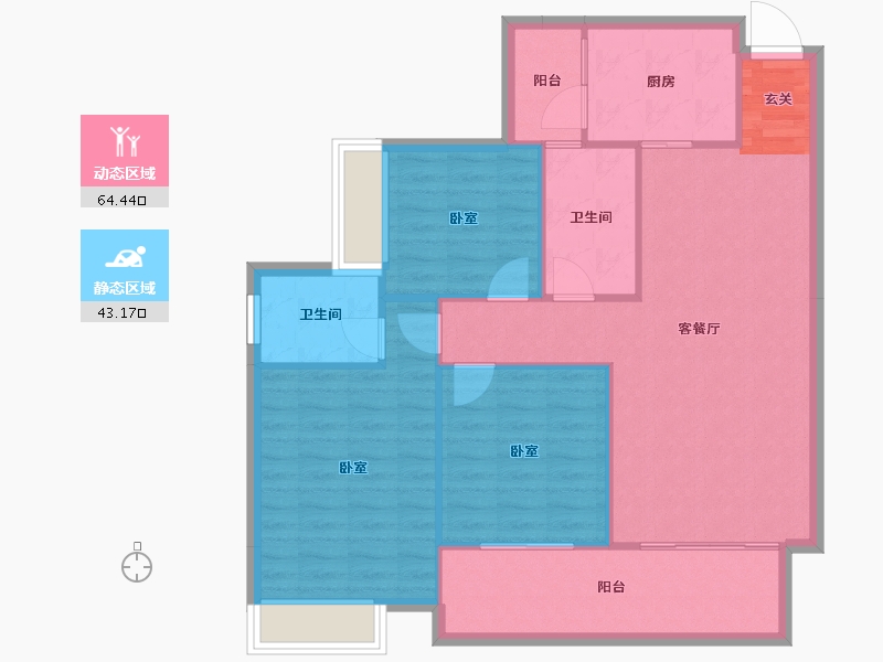 湖南省-邵阳市-香和南方花园-98.70-户型库-动静分区