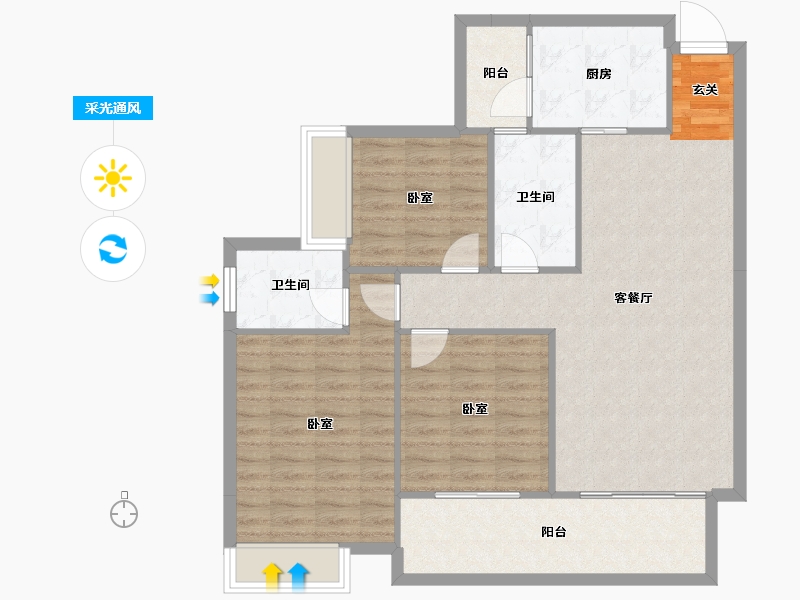 湖南省-邵阳市-香和南方花园-98.70-户型库-采光通风