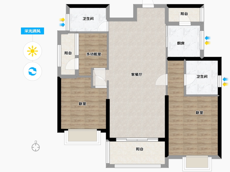 福建省-厦门市-招商卡达凯斯-91.07-户型库-采光通风