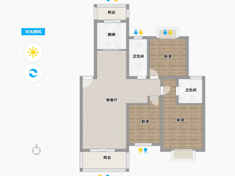 湖北省-孝感市-华隆上城-105.00-户型库-采光通风