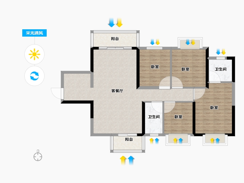 湖南省-衡阳市-创发城1938-105.90-户型库-采光通风