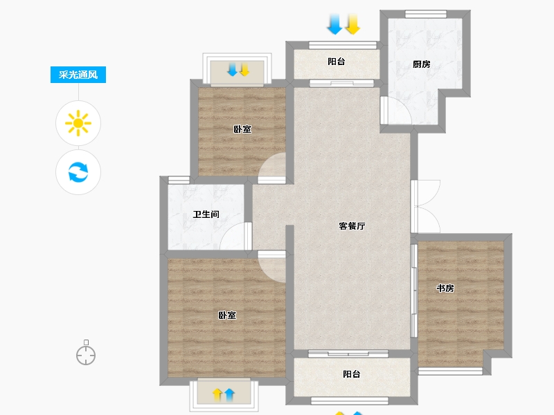 山东省-淄博市-自在庄园-88.00-户型库-采光通风