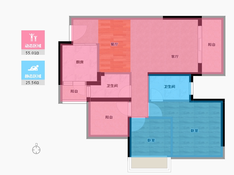 广东省-惠州市-龙光玖榕府-71.55-户型库-动静分区