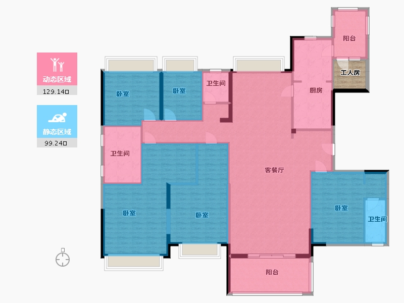 广东省-梅州市-梅州客天下东城森林湖-213.70-户型库-动静分区