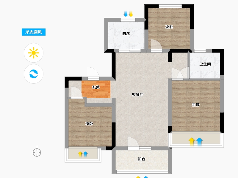 山东省-青岛市-卓越嘉悦-71.20-户型库-采光通风